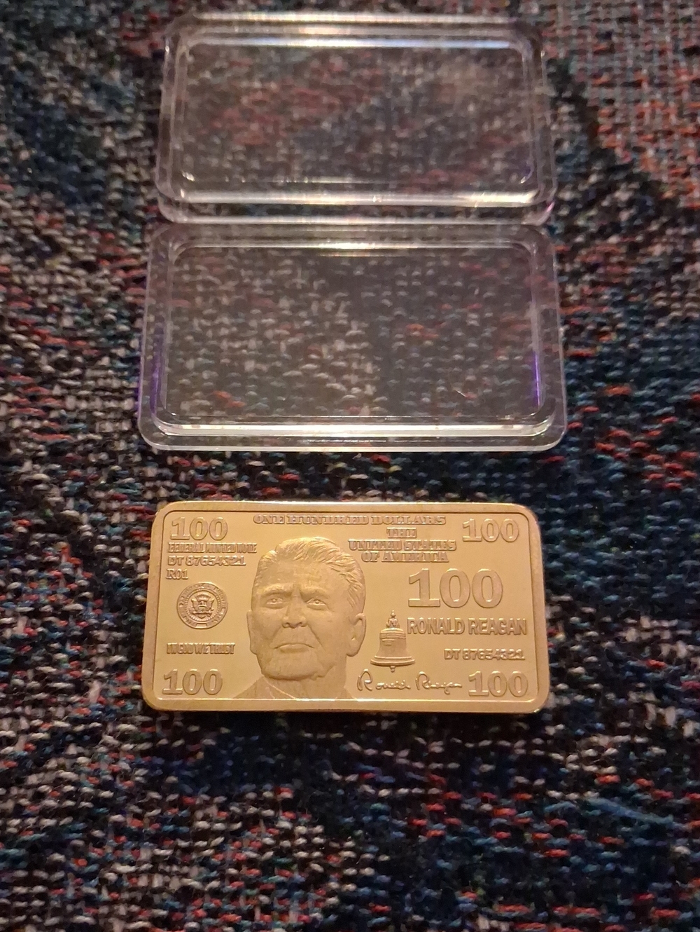 Ronald Regan Gold Tone Commemorative Collectible Bar - Decorative Display Piece
